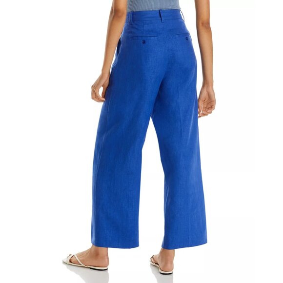 Madewell Womens Coloriche Blue High-Waisted Wide-Leg Linen Blend Pants Size 8 - Picture 2 of 15